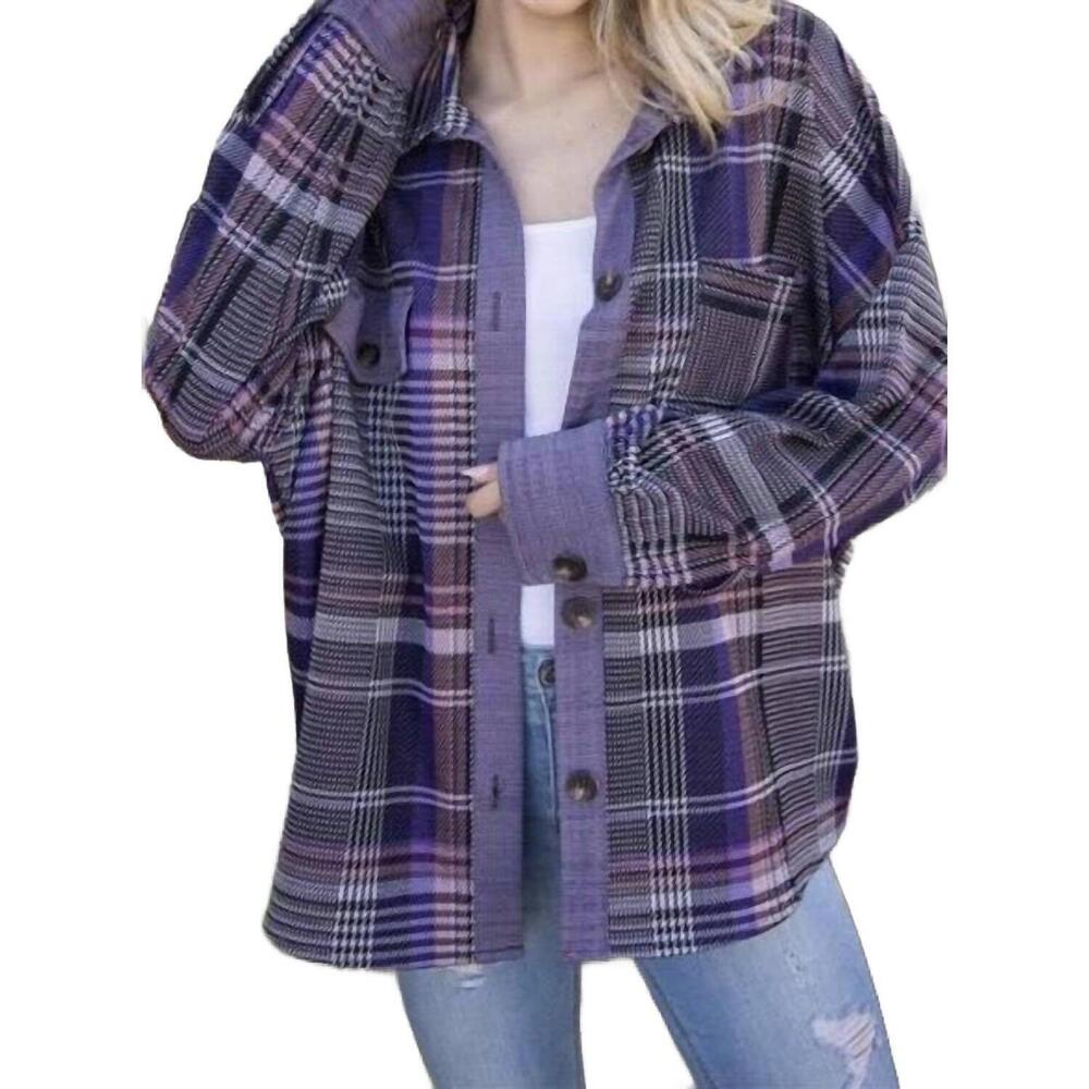 NEW ELLIS plaid shacket in purple